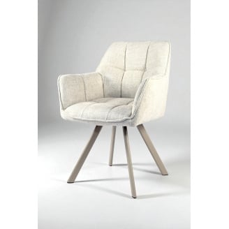 Стілець обідній з підлокітниками та спинкою Осло М-235, для кухні, їдальні, фактурна тканина Папірус/капучино, 850х600х610 мм