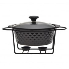 Мармит керамический на подставке 24х21х8 см 1,5л Kamille KM-6425 черный