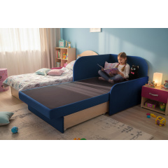 Крісло-ліжко дитяче Tobi Sho Діксі м'яке розкладне правостороннє велюр Fiore Navy, 950х750х700 мм Київ