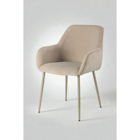 Стілець обідній з підлокітниками та спинкою Терра М-220, для кухні, їдальні, мохер Макадамія/капучино, 830х550х580 мм