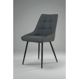 Стілець обідній зі спинкою Мілано М-75 для кухні, їдальні, кафе зі штучної шкіри Сірий/чорний 890х510х605 мм