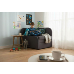 Крісло-ліжко дитяче Tobi Sho Діксі м'яке розкладне лівостороннє велюр Fiore Grafit, 950х750х700 мм Київ