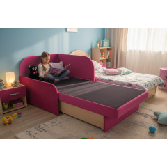 Крісло-ліжко дитяче Tobi Sho Діксі м'яке розкладне лівостороннє велюр Fiore Fuchsia, 950х750х700 мм Київ