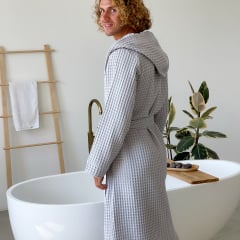 Халат мужской COSAS Relaxed Waffle Robe XL Серый (RelaxedWaffleRobe_XL) Орехов