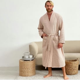 Халат чоловічий COSAS Waffle Robe L Бежевий (WaffleRobe_L)