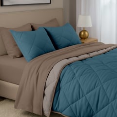 Покривало стьобане двостороннє COSAS OCEAN SAND 110x140 см Бежево-блакитний Київ