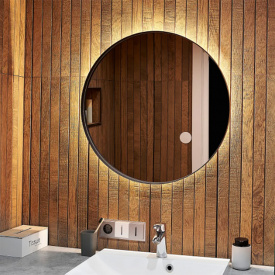 Дзеркало Global Glass ML-2 в чорній рамі, 700х700, з жовтим підсвічуванням