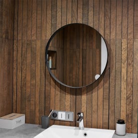 Дзеркало Global Glass ML-2 в чорній рамі, 600х600, з білим підсвічуванням