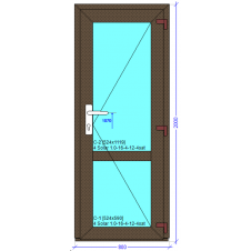 Входная дверь металлопластиковая 800х2000 мм монтажная ширина 76 мм профиль WDS 76AD