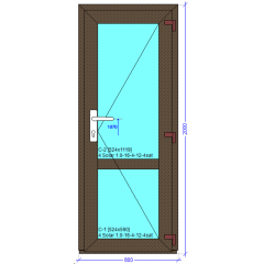 Входная дверь металлопластиковая 800х2000 мм монтажная ширина 76 мм профиль WDS 76AD Киев