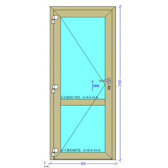 Входная дверь из теплого алюминиевого профиля AluLight W76 900*2100