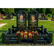 Комплекс пам'ятник граніт чорний подвійний