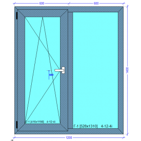 Вікно холодної алюмінієвої системи AluLight 50 1200*1400