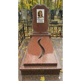 Одинарний пам'ятник із фігурною стелею червоний граніт