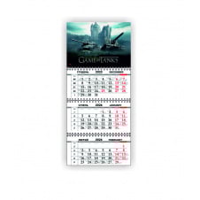 Календарь квартальный настенный Vivay 2026 Game of Tanks 30x65 см Разноцветный (hub_phrgqx)