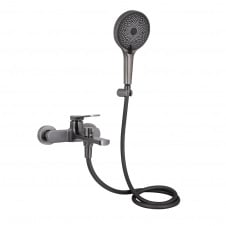 Змішувач для ванни Qtap Slavonice з душовим гарнітуром сталь (QTSLV259GMB48035)