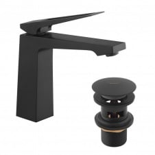 Змішувач для раковини Kroner KRP Ersel - SCH0110BV з донним клапаном чорний (CV035473)