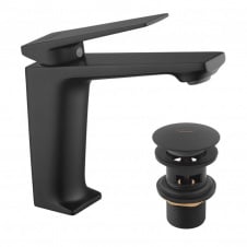 Змішувач для раковини Kroner KRP Ersel - SCH0111BV з донним клапаном чорний (CV035470)