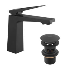 Змішувач для раковини Kroner KRP Ersel - SCH0110BV з донним клапаном чорний (CV035473) Нова Прага