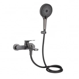 Змішувач для ванни Qtap Slavonice з душовим гарнітуром сталь (QTSLV259GMB48035)