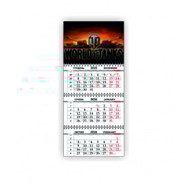 Календар квартальний настінний Vivay 2026 World of Tanks 30x65 см Різнокольоровий (hub_mbwvj8)