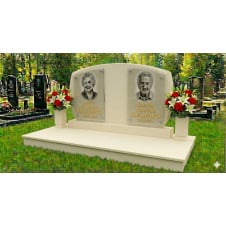 Подвійний горизонтальний пам'ятник із майданчиком 2 білий пісковик
