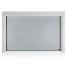 Секционные гаражные ворота Gant PR - панель Широкая линия, размер 3300x2600 мм., цвет Серебро RAL 9006. Ручное управление.