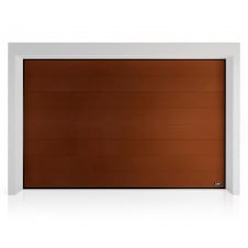 Секционные гаражные ворота Gant Plus - панель Широкая линия, размер 2500x2100 мм., цвет Коричневый RAL 8014. Ручное управление.