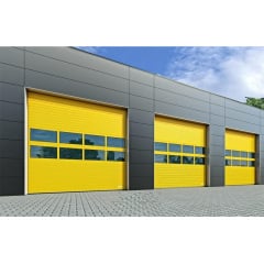 Промислові гаражні ворота Gant Plus Pro - панель Широка лінія, розмір 4000x3100 мм., колір Жовтий - Aztec Yellow. Ручне управління. Київ