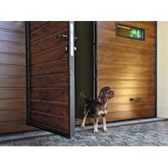 Секційні гаражні ворота Gant Plus Pro - панель Широка лінія, розмір 2500x2500 мм., колір Темний дуб. Ручне управління. Київ