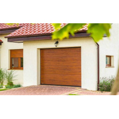 Секционные гаражные ворота Gant PR - панель Широкая линия, размер 2400x2400 мм., цвет Золотой дуб. Ручное управление. Киев