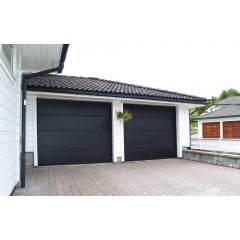Секционные гаражные ворота Gant Plus - панель Широкая линия, размер 4100x3200 мм., цвет Антрацит RAL 7016. Ручное управление. Киев