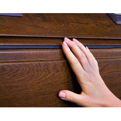 Промислові гаражні ворота Gant Plus Pro - панель Широка лінія, розмір 4000x3100 мм., колір Темний дуб. Ручне управління. Київ