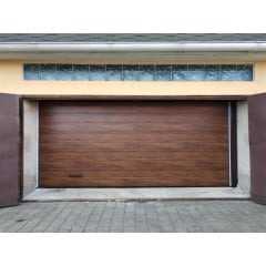 Промышленные гаражные ворота Gant Plus Pro - панель Широкая линия, размер 3500x2500 мм., цвет Темный дуб. Ручное управление. Киев