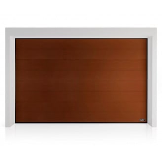 Секційні гаражні ворота Gant Plus - панель Широка лінія, розмір 4500x3000 мм., колір Коричневий RAL 8014. Ручне управління.