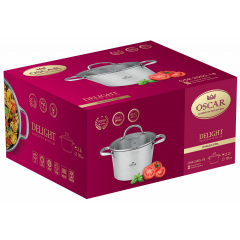 Каструля Oscar Delight 2.2 л 18 см Сріблястий (6990931) Єланець