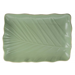 Блюдо Limited Edition Leaf Green Gold 24.5х17 см Зелений (6990675) Слов'янськ