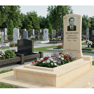 Одинарний фігурний пам'ятник із майданчиком і квітником