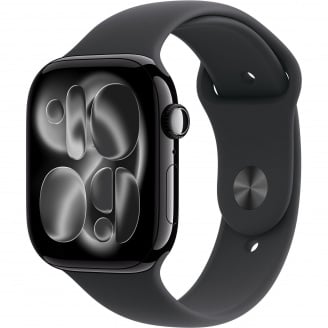 Смарт-годинник Apple Watch Series 11 GPS 42mm Jet Black Aluminum Case with Black Sport Band M/L (MEQU4)