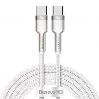 Кабель Baseus Cafule Metal USB-C to USB-C 100W 1m White (CATJK-C02)
