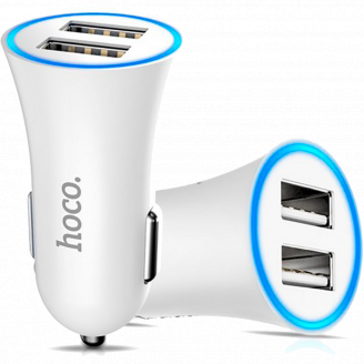Автомобільний зарядний пристрій Hoco UC204 Car Charger 2USB 2.4A (White)