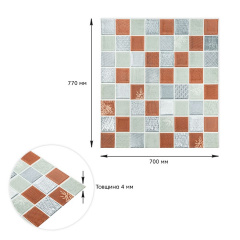 Панель стеновая 3D 700х770х4мм мозаика коричневая (D) Sticker Wall SW-00002012 Боярка