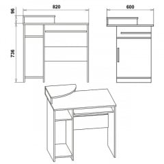 Стол компьютерный СКМ-1 Компанит Дуб сонома Киев