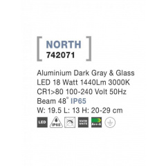 Уличный прожектор Nova Luce Inside 19.5x20 см Серый (Nova742071) Васильков