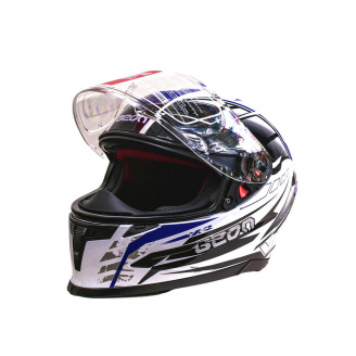 Мотошлем интеграл Beon B-503 Single Visor Angle Tear L Shiny White-Blue (298711)