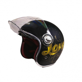 Мотошлем открытый Beon B-108A ABS Love XL Shiny Black-Gold (298678)