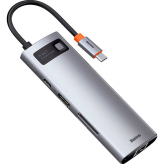 USB-хаб Baseus Metal Gleam Series 8-in-1 Multifunctional Type-C HUB Space Gray (CAHUB-CV0G)