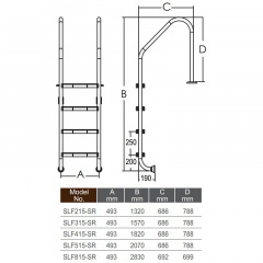Лестница для бассейна Emaux Standard SLF415-SR (4 ступени), AISI-304 Чернигов