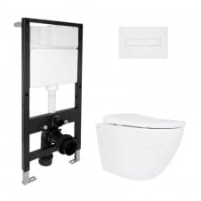 Інсталяція для унітазу 4 в 1 Qtap Standard + унітаз Qtap Robin ML Ultra Quiet 520x365x365, з лінійною панеллю змиву White (QTROBML26W4962351685)